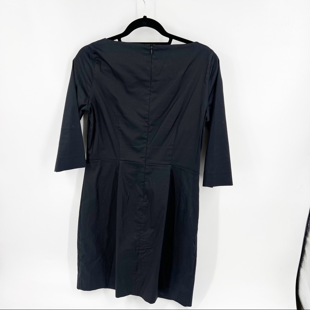 ✅ CALIBAN BLACK 3/4 SLEEVE SHEATH DRESS WITH POCKETS SIZE 42 COTTON BLEND - Picture 4 of 6